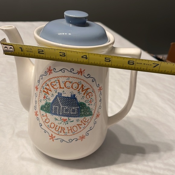 Welcome To Our Home vintage Coffee Pot Server 80s vtg kitchen cottage - Picture 11 of 11